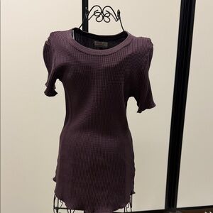 Brown Paper Label short sleeve Waffle Knit Top